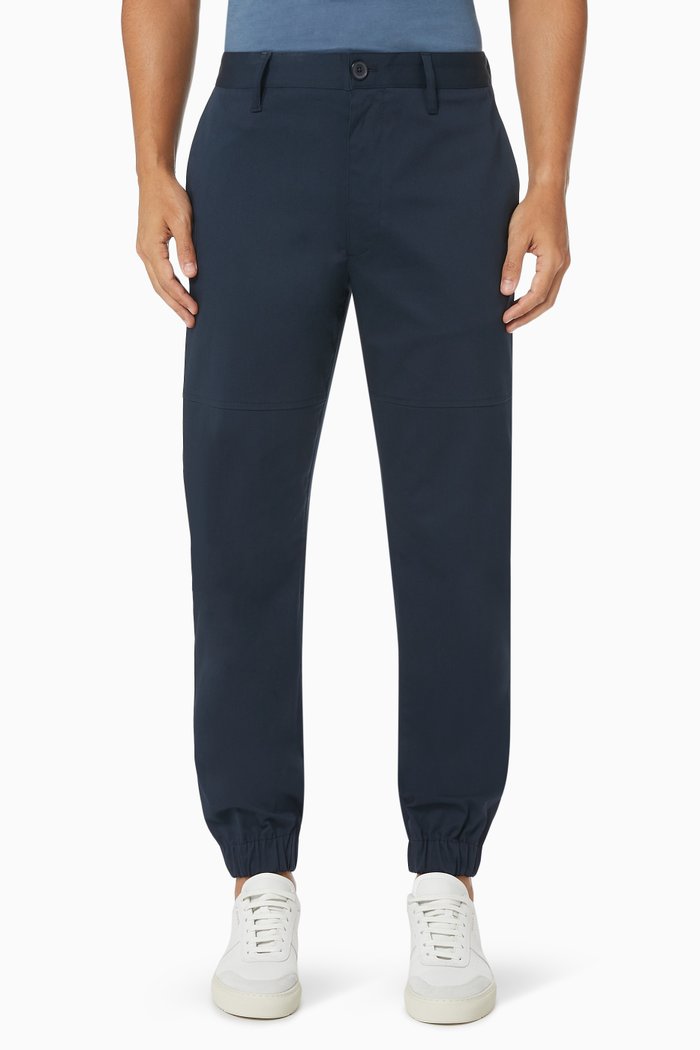 

Casual Cropped Pants in Cotton Blend, Blue