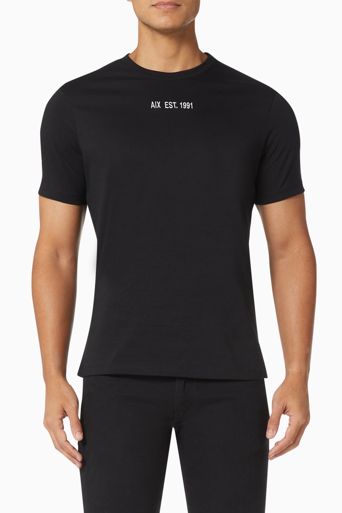 

A|X Embroidered Logo T-shirt in Cotton Jersey, Black