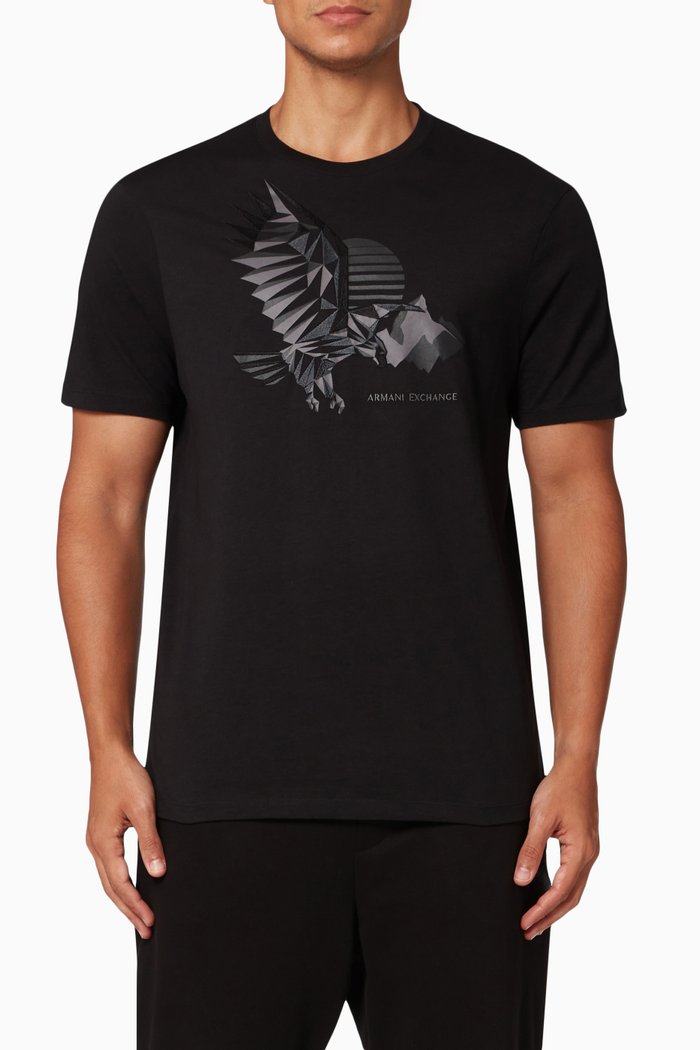 

Eagle Print T-Shirt in Organic Cotton, Black