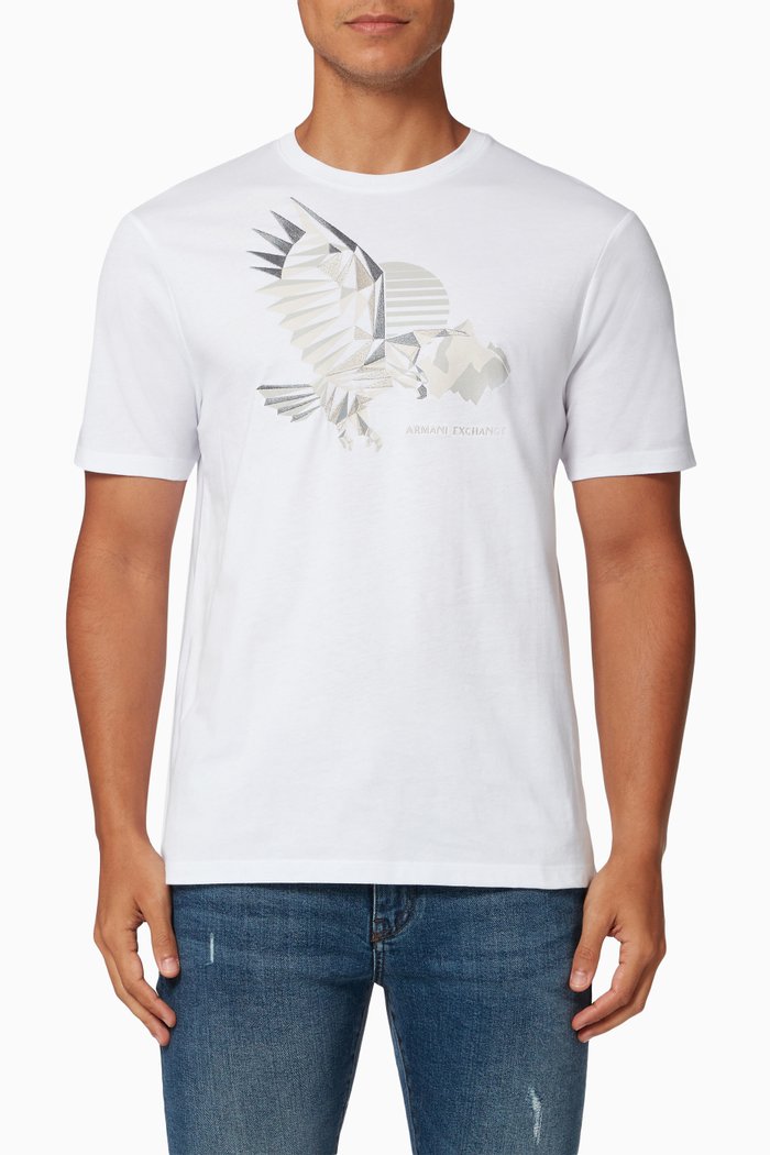 

Eagle Print T-Shirt in Organic Cotton, White