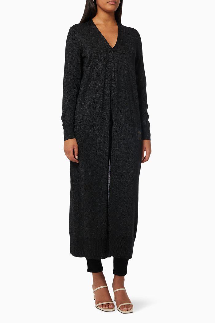 

Longline Cardigan in Lurex Knit, Black
