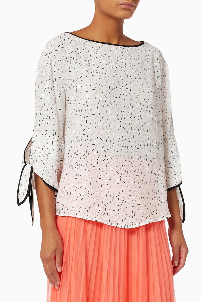 

Stick Print Top in Crepe, White