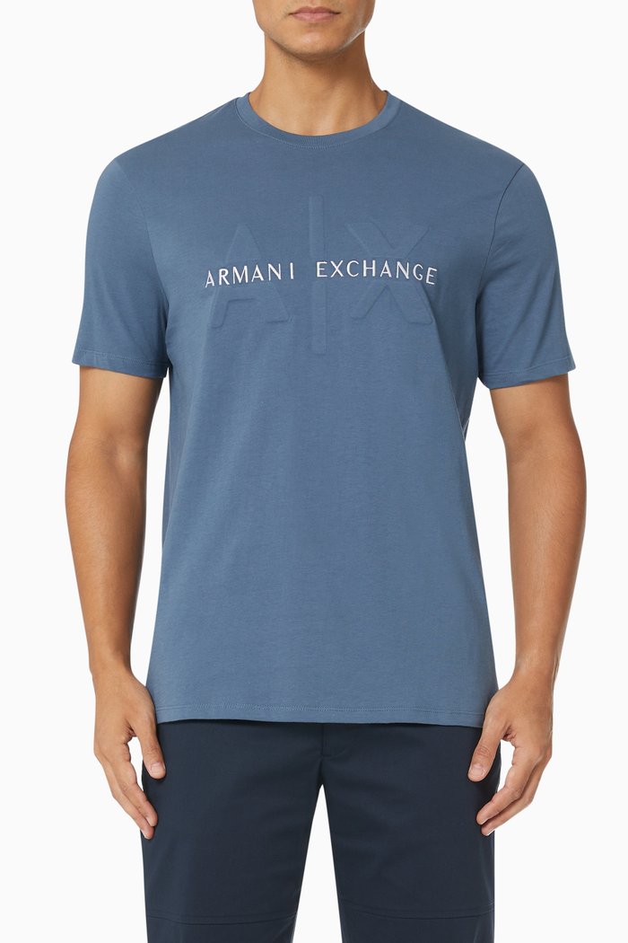 

A|X Embossed Logo T-shirt in Cotton Jersey, Blue