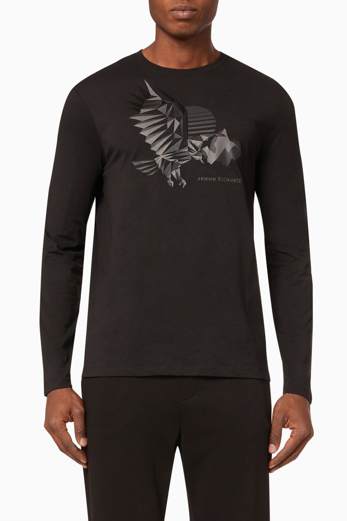 Long Sleeve T-Shirt in Organic Cotton, Black