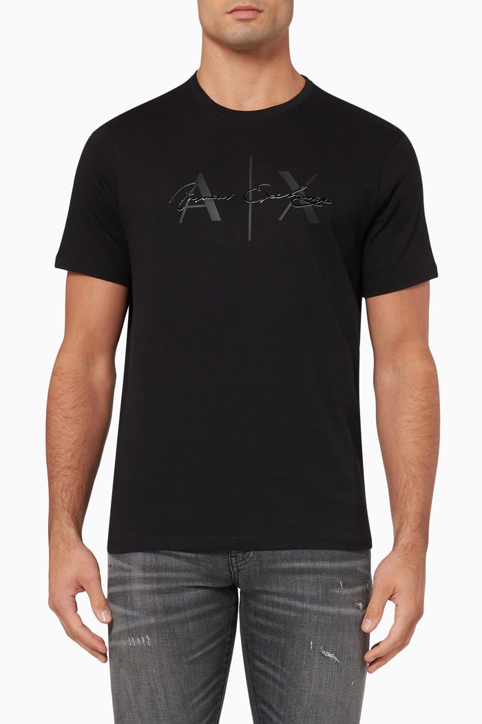 

Tone on Tone Logo T-Shirt in Cotton, Black