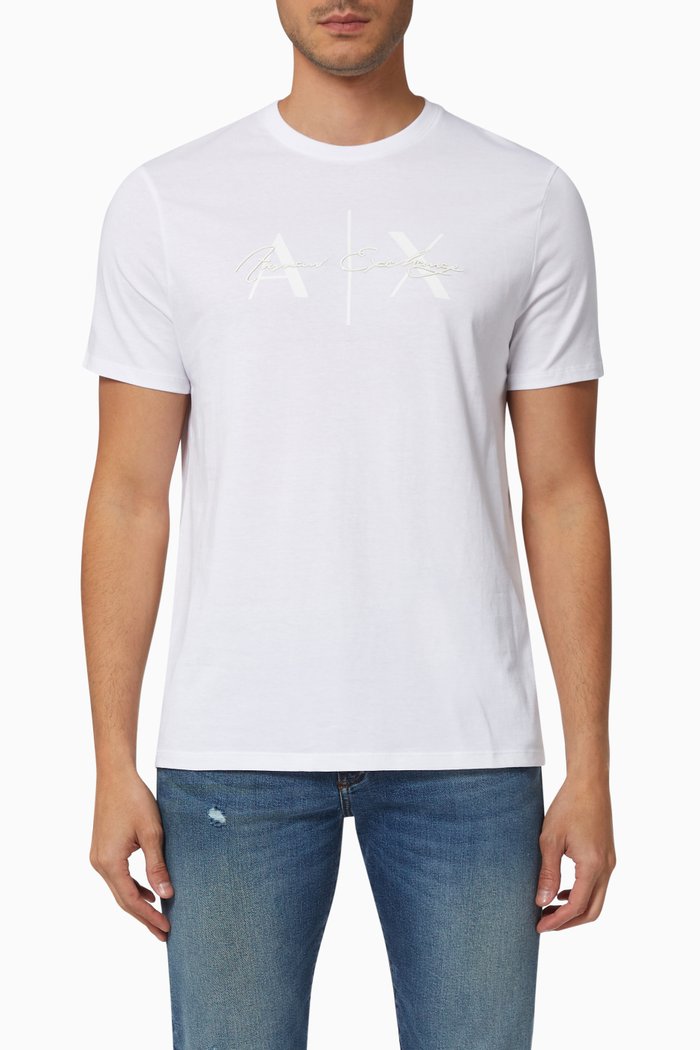 

Tone on Tone Logo T-Shirt in Cotton, White