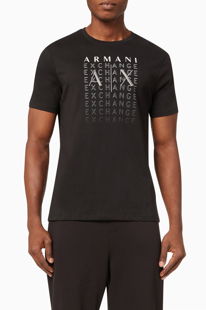 Embroidered Logo T-Shirt in Cotton Jersey, Black