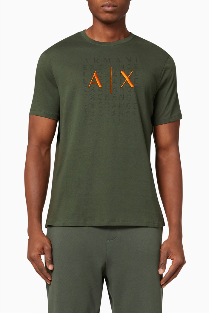 

Embroidered Logo T-Shirt in Cotton Jersey, Green