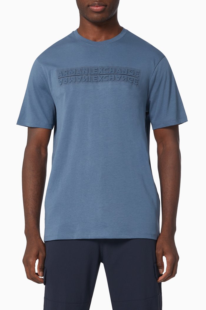 

Upside Down Logo T-shirt in Cotton Jersey, Blue