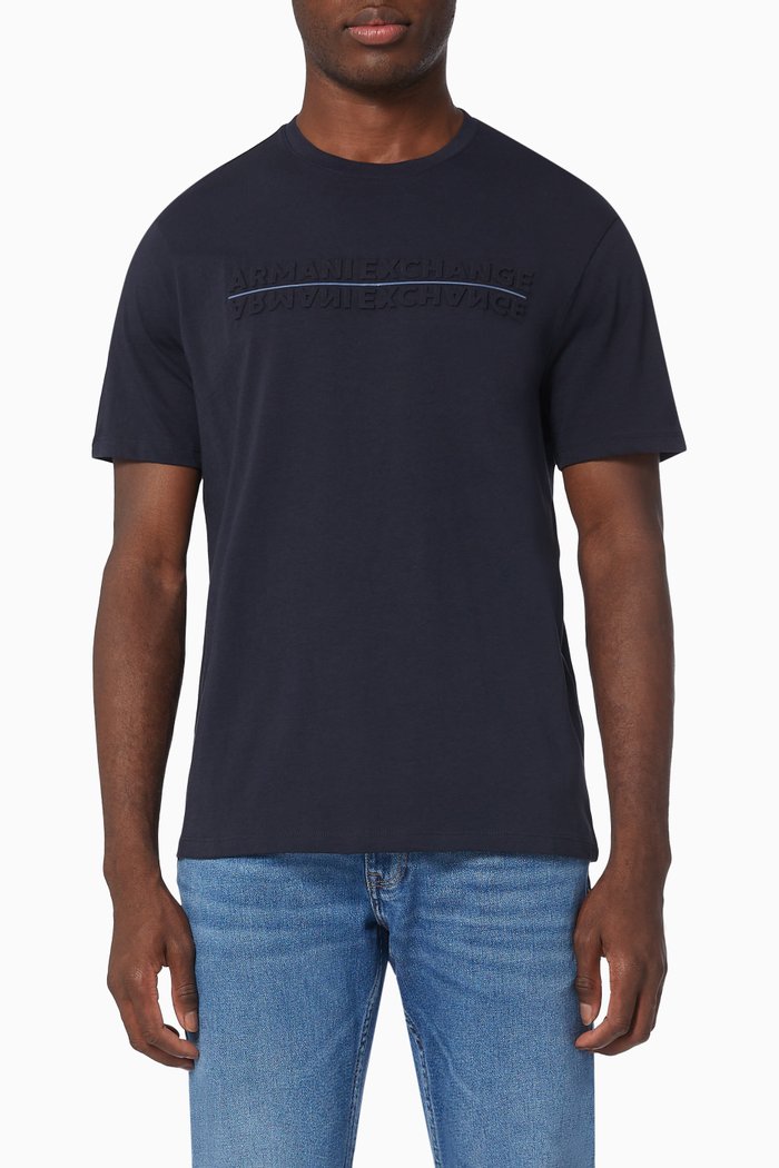 

Upside Down Logo T-shirt in Cotton Jersey, Blue