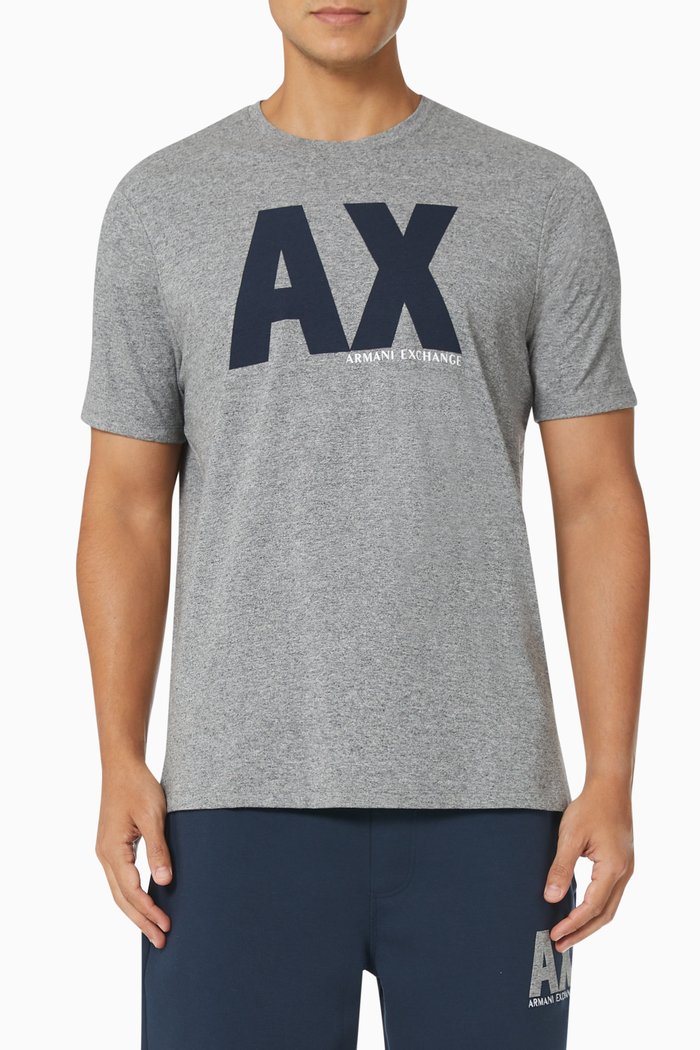 AX Logo T- shirt in Cotton Jersey, Grey