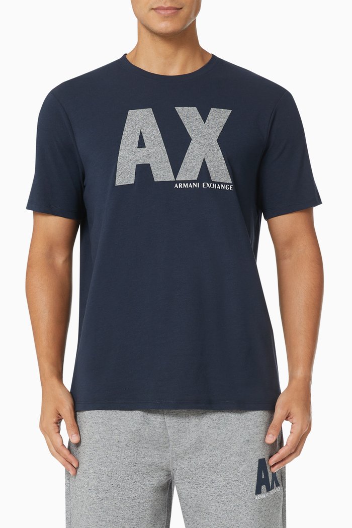 

AX Logo T- shirt in Cotton Jersey, Blue