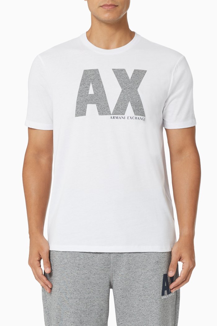 AX Logo T- shirt in Cotton Jersey, White
