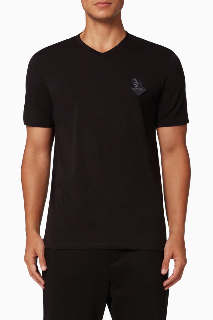 

Eagle Logo T-Shirt in Cotton Jersey, Black