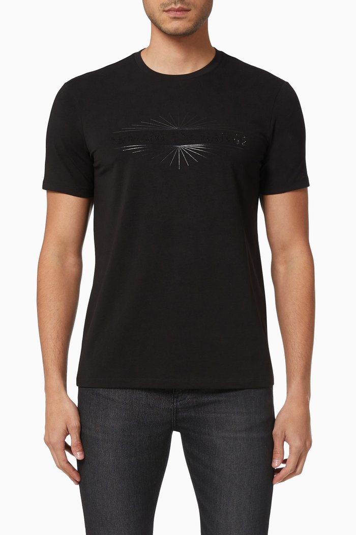 Slim Fit T-Shirt in Stretch Cotton, Black