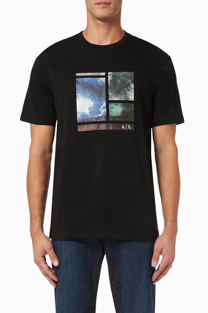 

Printed T-Shirt in Cotton Jersey, Black