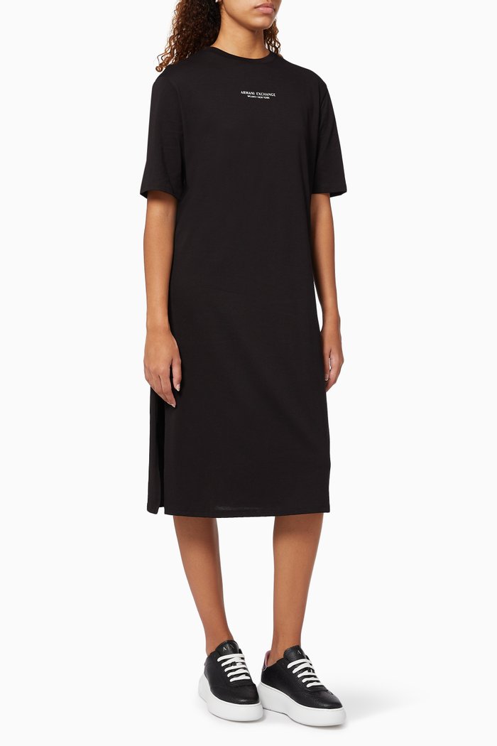 

Logo T-shirt Dress in Jersey, Black