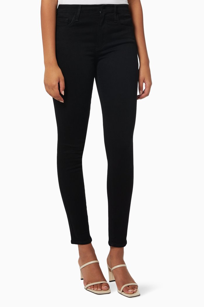 

J01 Super Skinny Cropped Jeans in Stretch Cotton Denim, Black