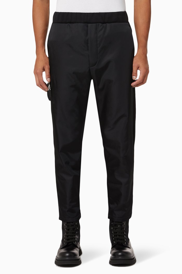 

Triangle Logo Pants in Nylon & Technical Cotton Fleece, Black