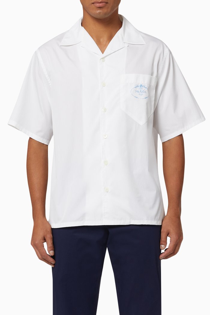 

Logo Bowling Shirt in Cotton Poplin, White