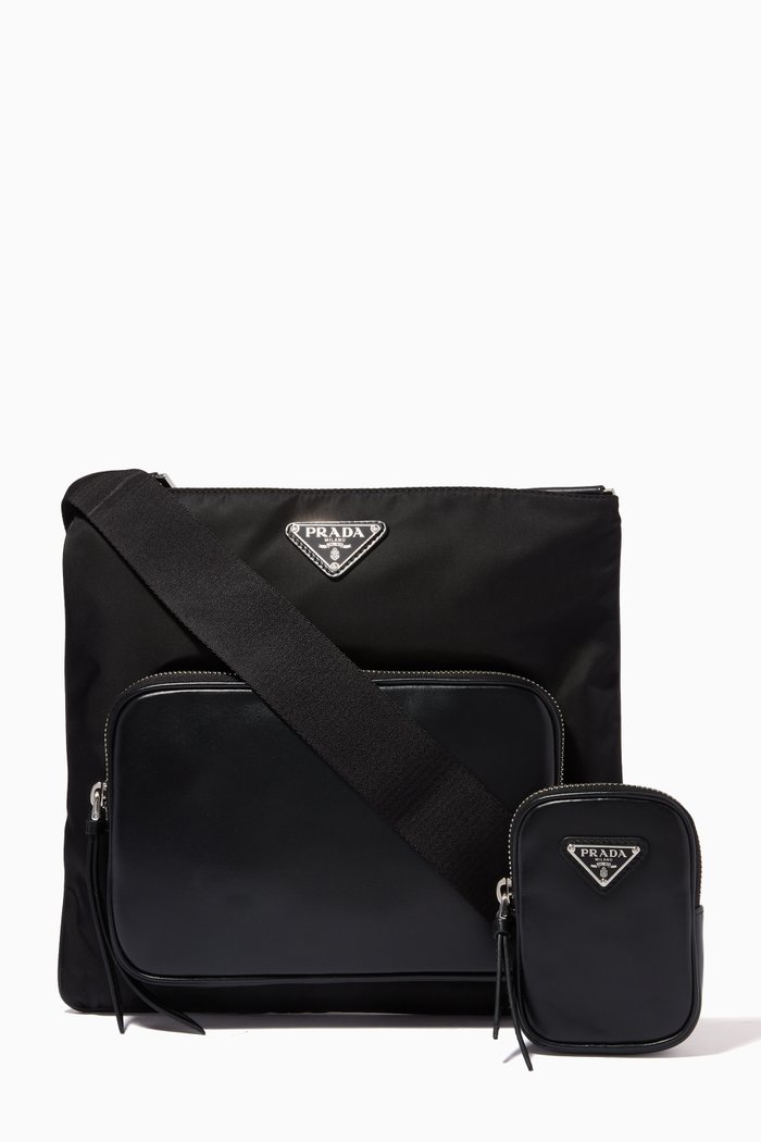 

Triangle Logo Shoulder Bag in Nylon, Black