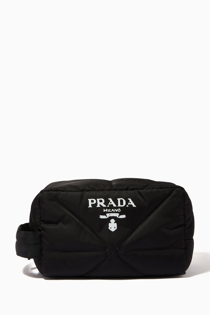 

Logo Print Necessaire Bag in Quilted Re-Nylon, Black