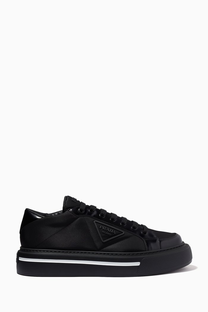 

Prada Macro Sneakers in Re-Nylon & Brushed Leather, Black