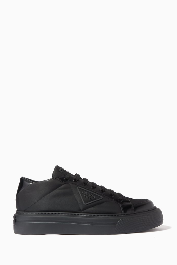 

Prada Macro Sneakers in Re-Nylon & Brushed Leather, Black
