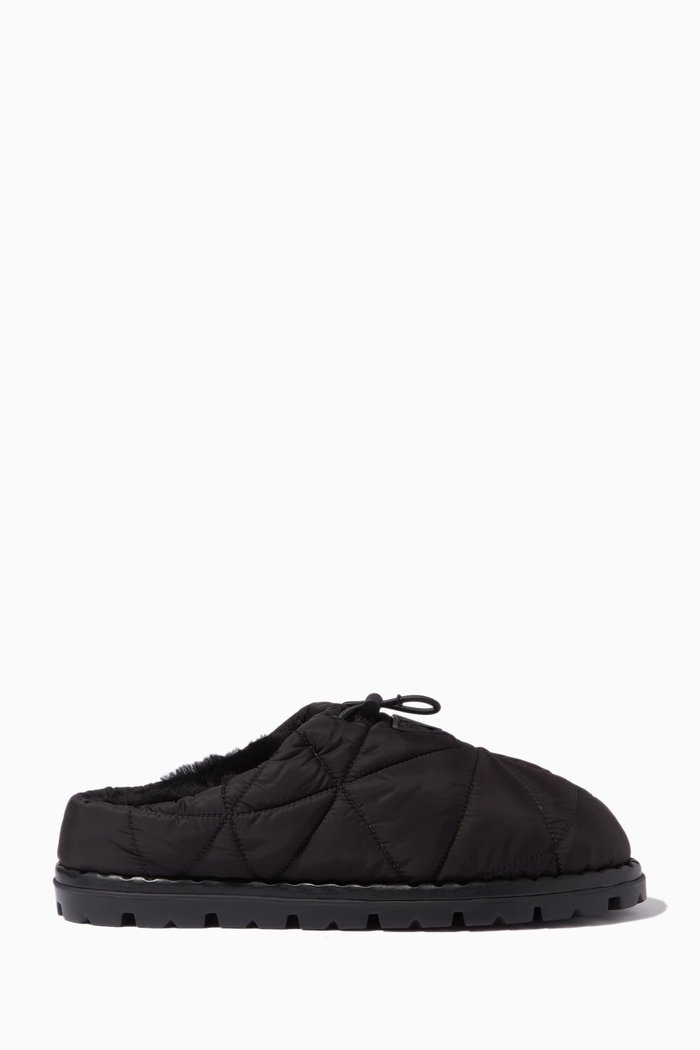

Blow Mules in Quilted Re-Nylon, Black