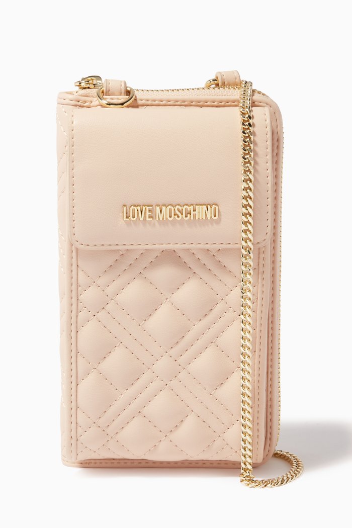 

Phone Wallet with Chain in Faux Leather, Neutral