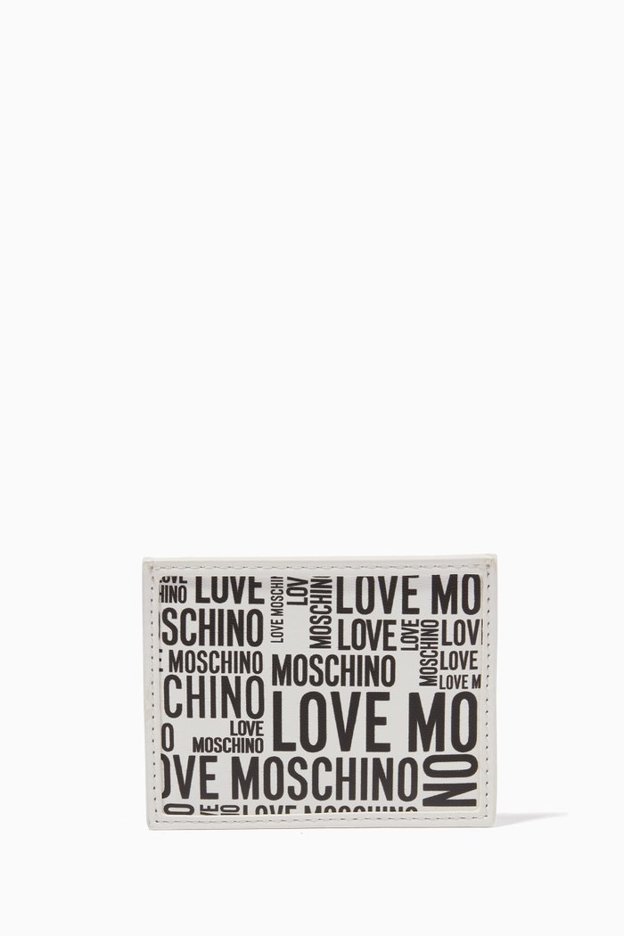 

Logo Card Holder in Faux Leather, White