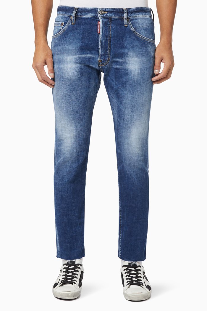 Cool Guy Cropped Jeans in Cotton Denim, Blue