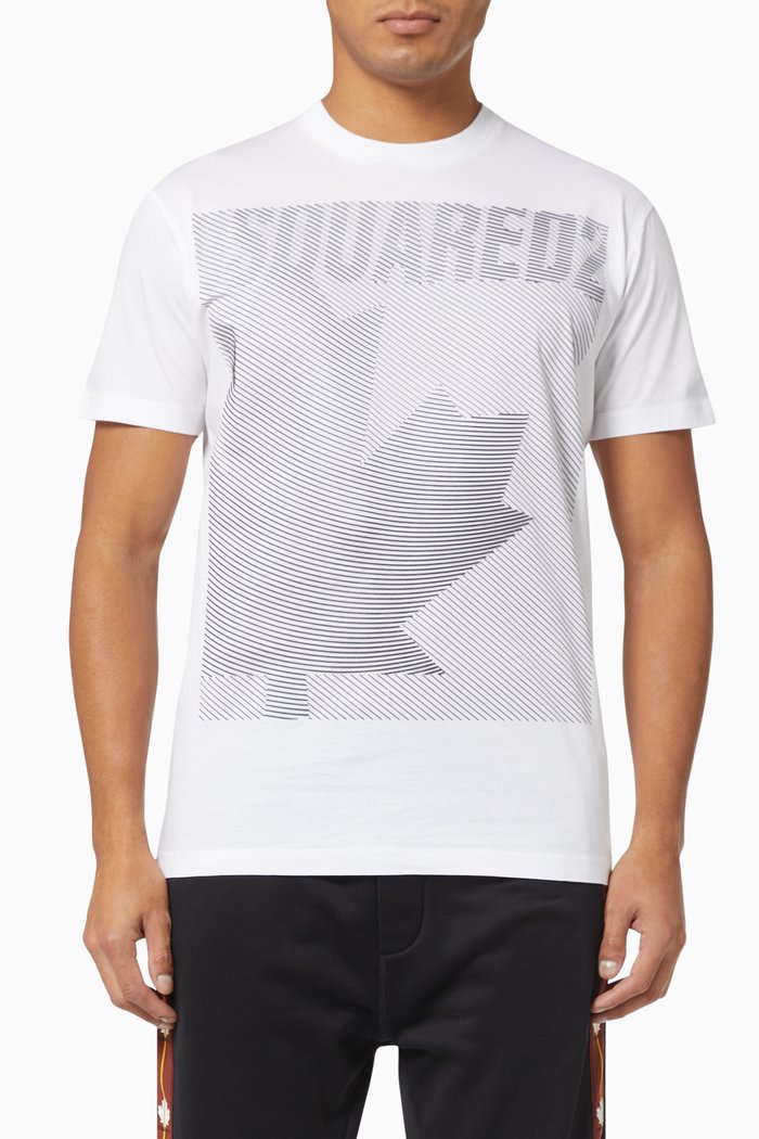 

Leaf Print Graphic T-shirt in Cotton, White