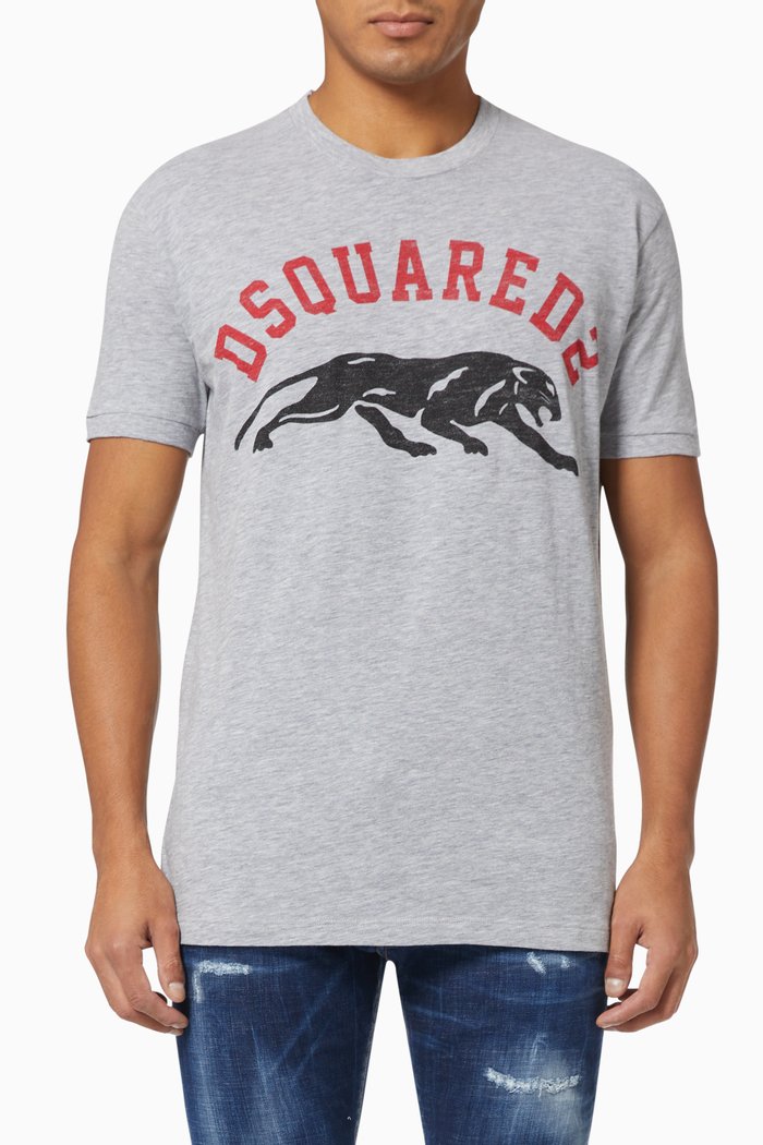 

D2 Tiger Dan T-shirt in Cotton Blend, Grey