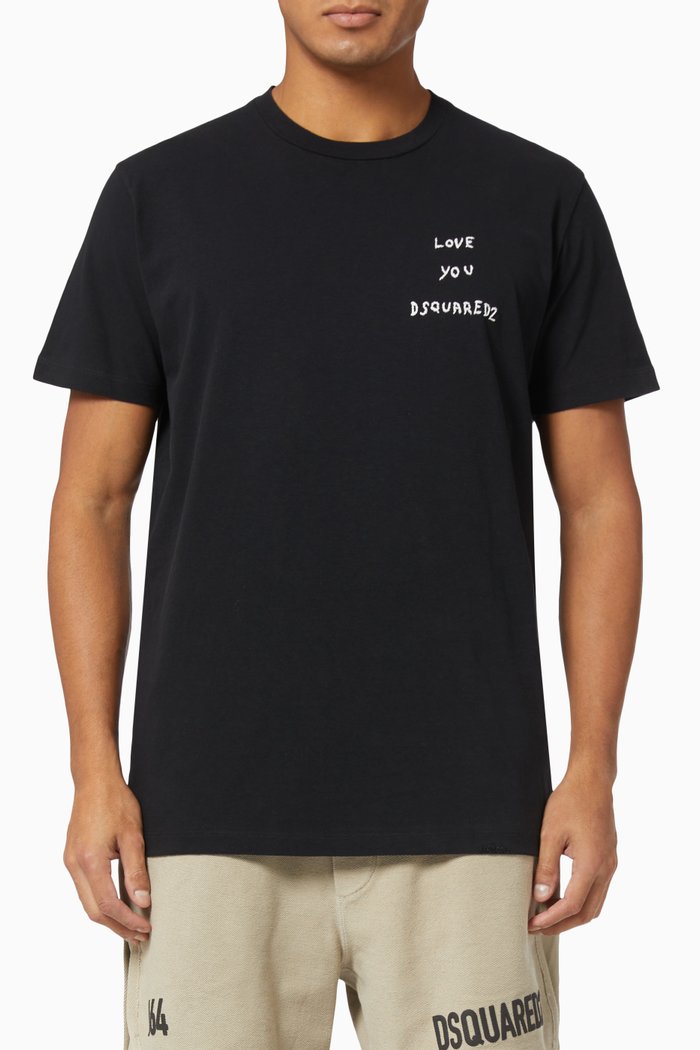 D2 Love You T-shirt in Cotton, Black