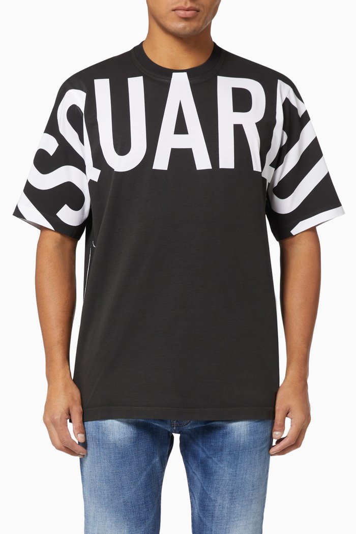 

D2 Bold Slouch T-shirt in Cotton, Black
