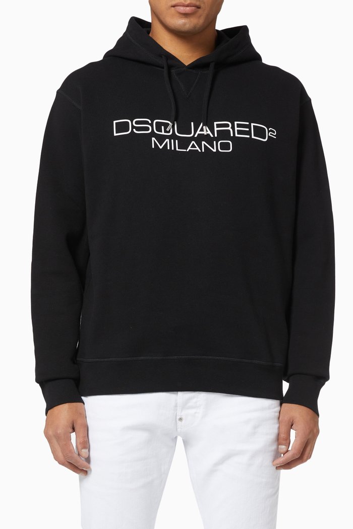 

D2 Milano Hoodie in Cotton Fleece, Black