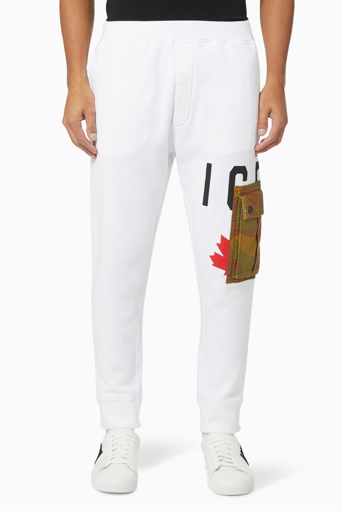 

Icon Cargo Pocket Sweatpants in Cotton Fleece, White