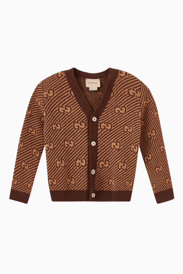 

GG Baby Cardigan in Wool, Brown