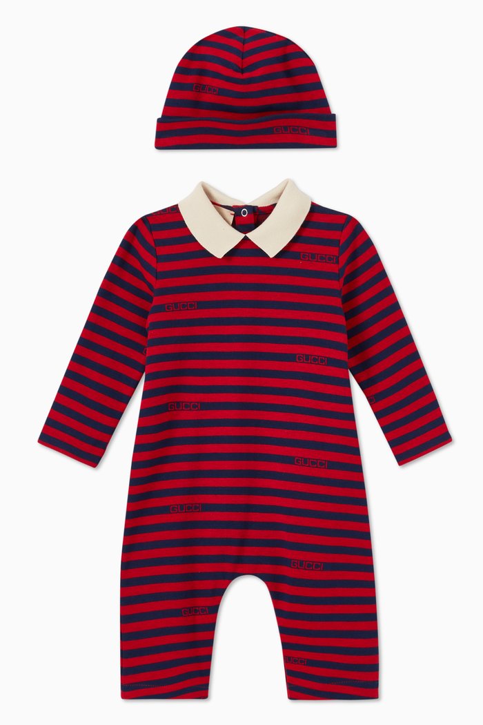 

Baby Gift Set in Striped Cotton, Red