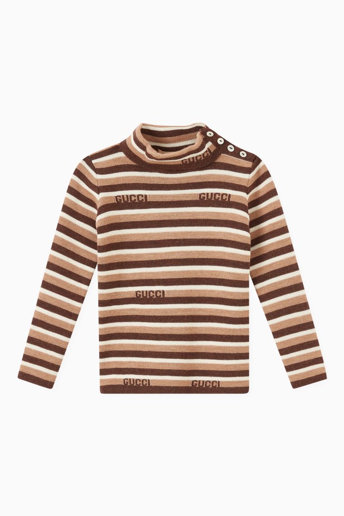 

Stripe Turtleneck Sweater in Wool, Multicolour