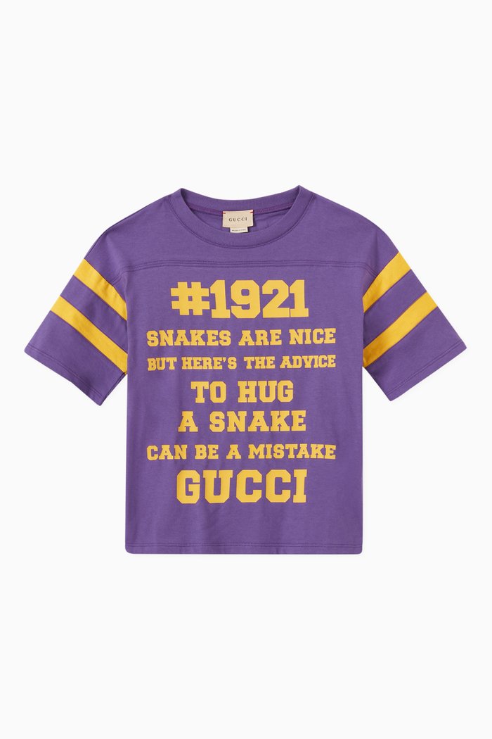 

'To Hug a Snake' Print T-shirt in Cotton Jersey, Purple