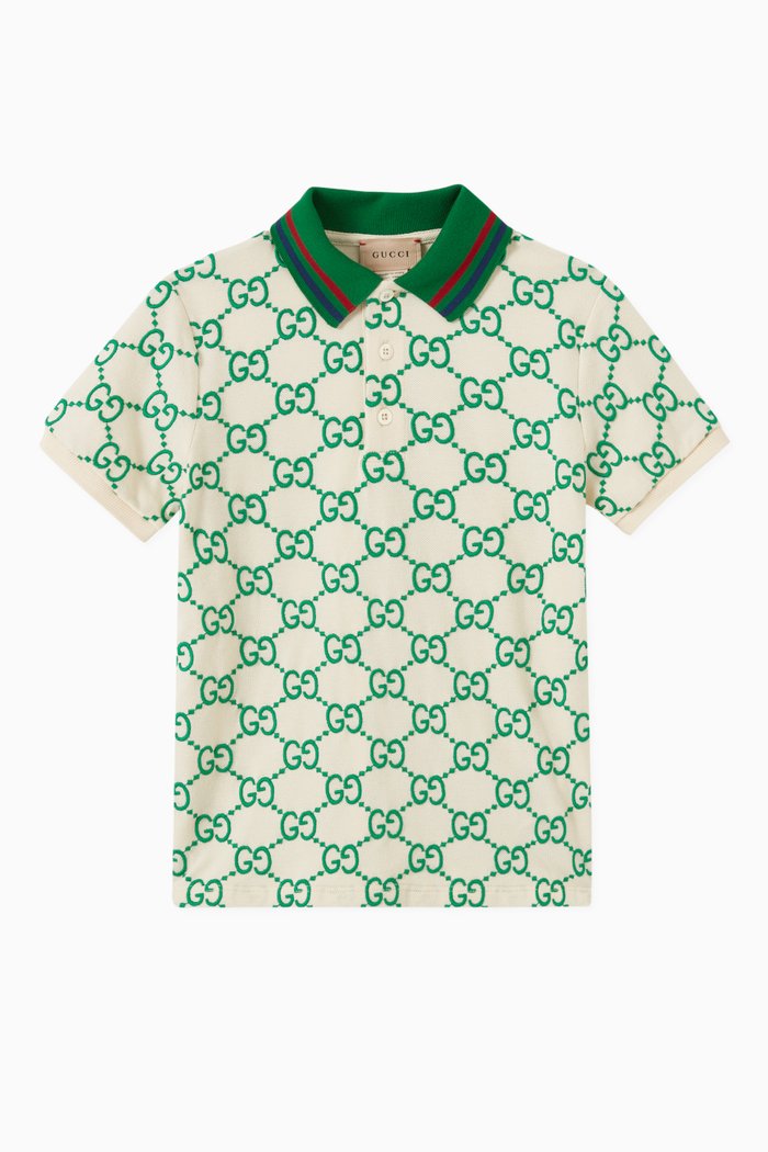 

GG Embroidery Polo Shirt in Stretch Cotton Piquet, White