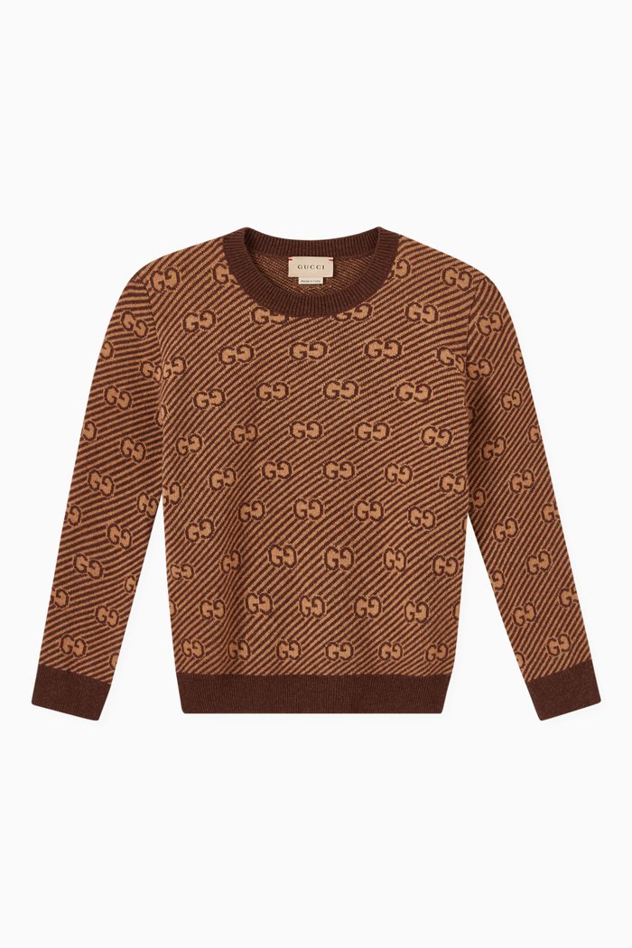 

GG Crewneck Sweater in Wool, Brown