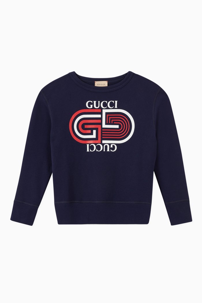 Retro Logo Sweatshirt in Cotton Jersey, Blue