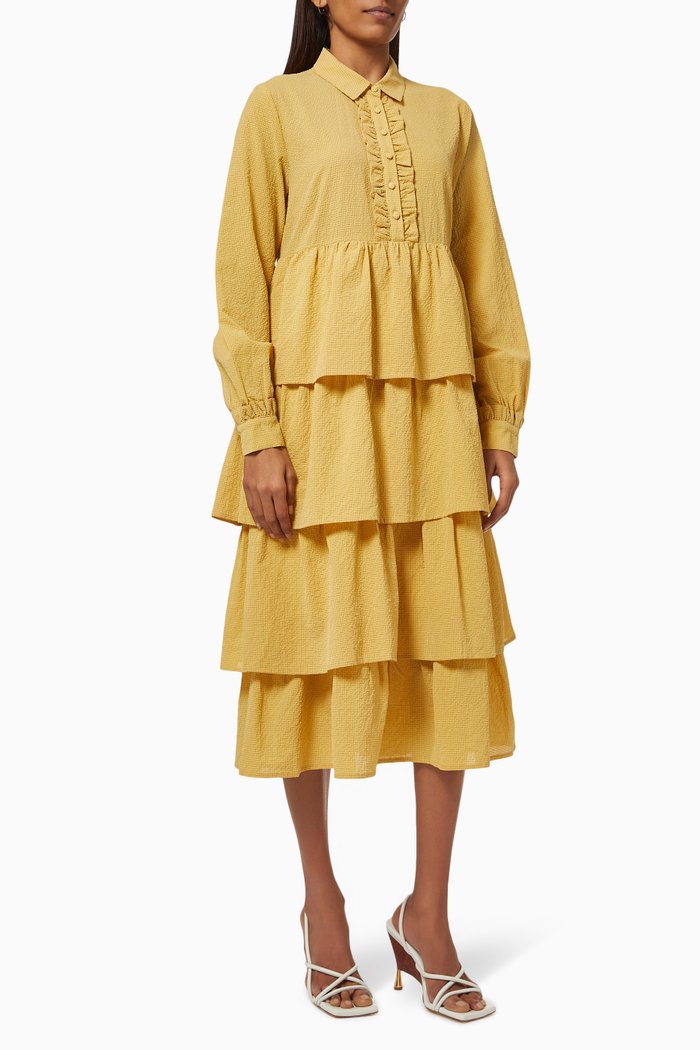 

Tiered Midi Dress, Neutral