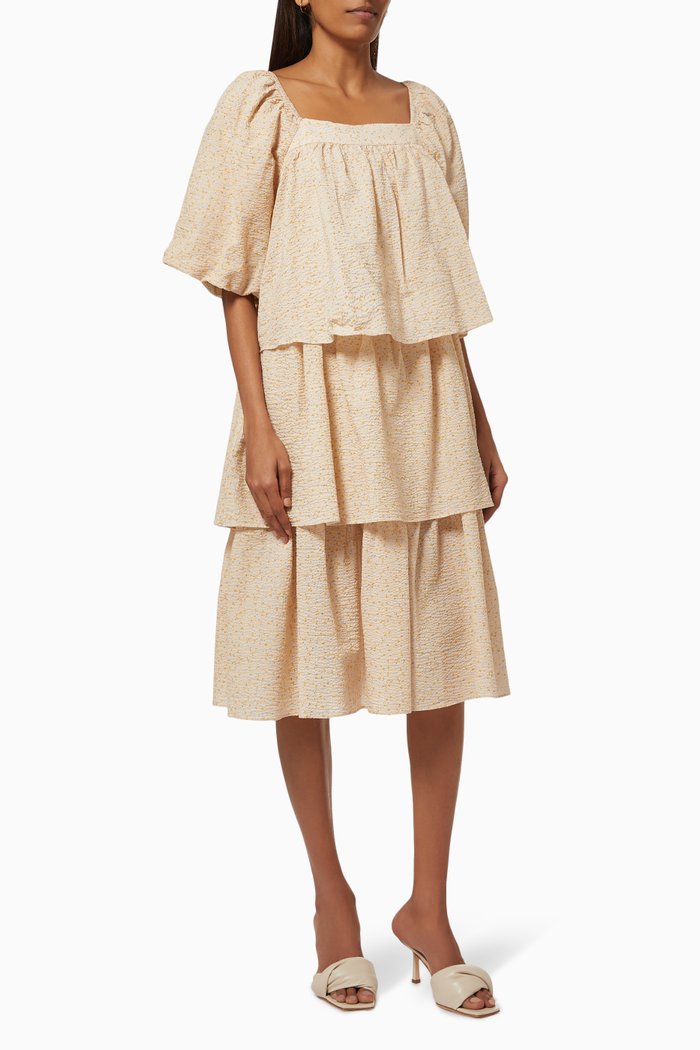 

Frill Tiered Midi Dress, Purple