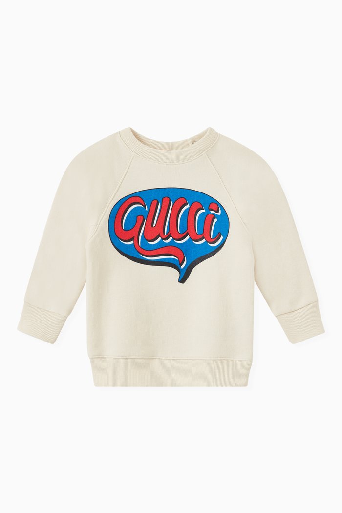 

Comic Logo Print Sweatshirt in Cotton Jersey, White
