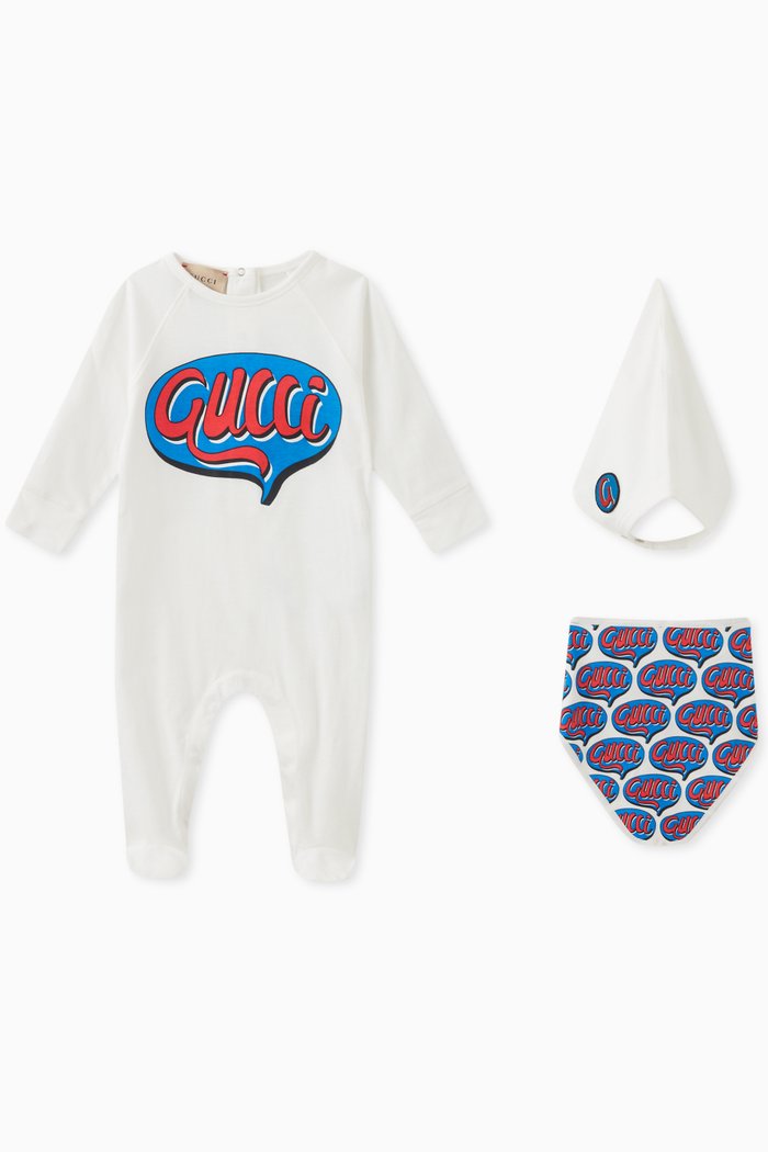 

Gucci Comics Baby Gift Set in Cotton Jersey, White