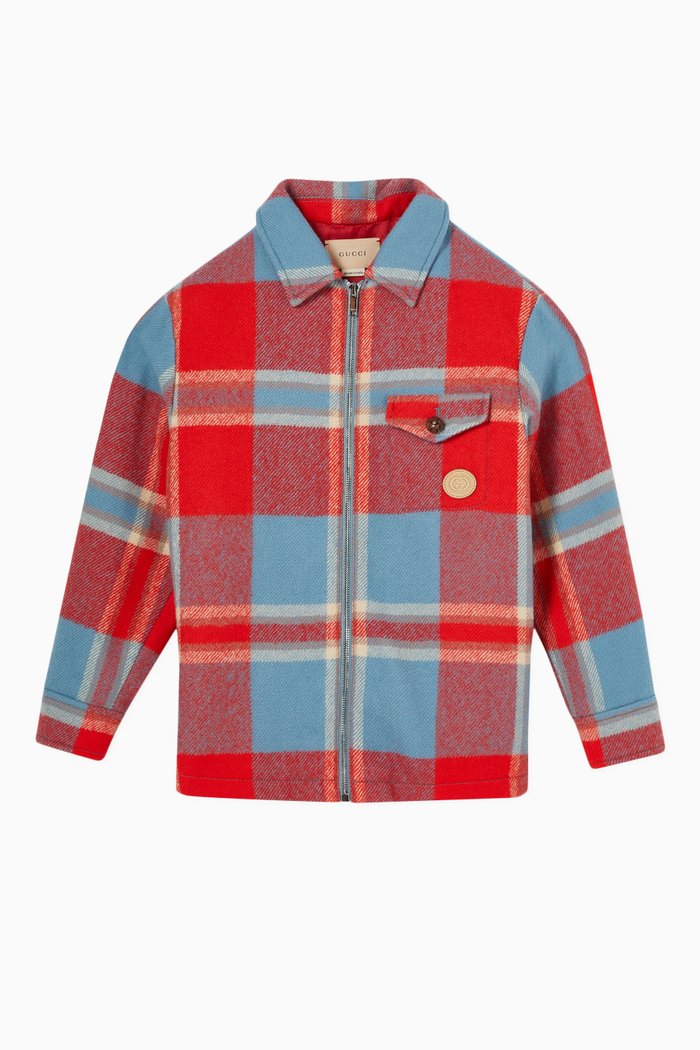 

Zip Jacket in Check Wool, Multicolour